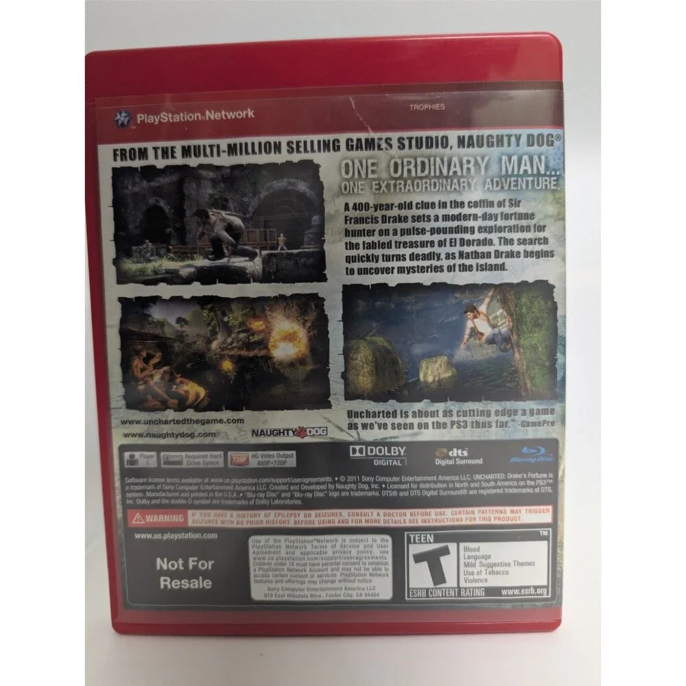 Uncharted: Drake's Fortune PS3 2007 Not For Resale Version Excellent Condition